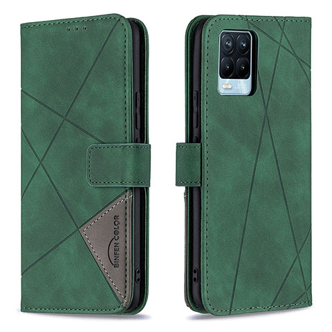 Coque Portefeuille Livre Cuir Etui Clapet B08F pour Realme 8 Pro Vert