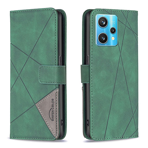 Coque Portefeuille Livre Cuir Etui Clapet B08F pour Realme 9 4G Vert