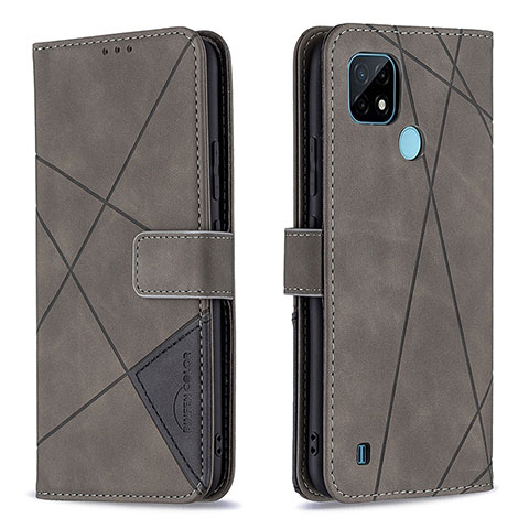 Coque Portefeuille Livre Cuir Etui Clapet B08F pour Realme C21 Gris