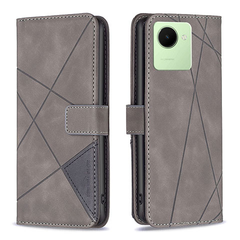 Coque Portefeuille Livre Cuir Etui Clapet B08F pour Realme C30 Gris