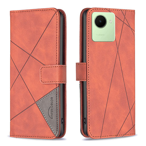 Coque Portefeuille Livre Cuir Etui Clapet B08F pour Realme C30s Orange