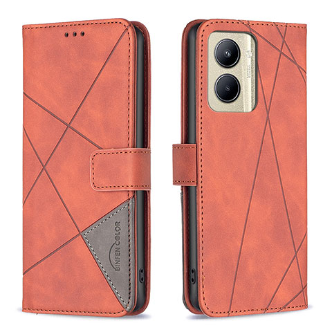 Coque Portefeuille Livre Cuir Etui Clapet B08F pour Realme C33 (2023) Orange