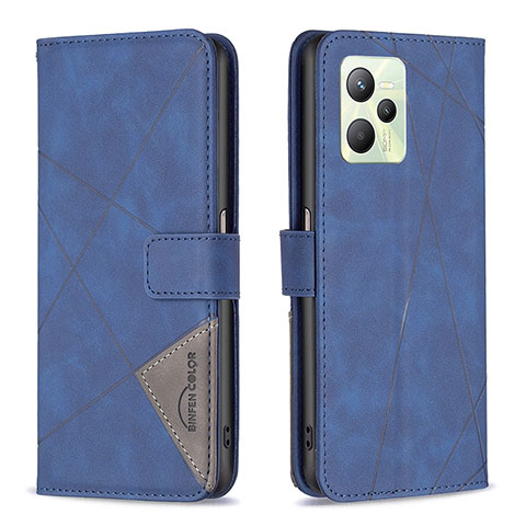 Coque Portefeuille Livre Cuir Etui Clapet B08F pour Realme C35 Bleu