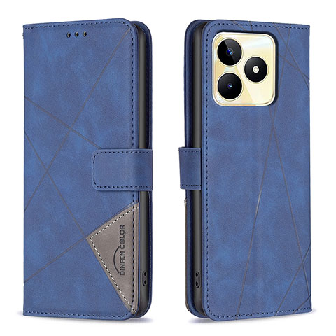 Coque Portefeuille Livre Cuir Etui Clapet B08F pour Realme C51 Bleu