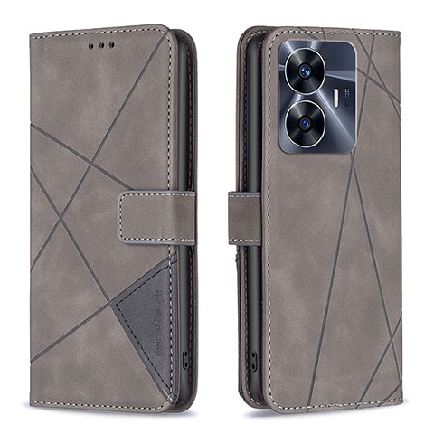 Coque Portefeuille Livre Cuir Etui Clapet B08F pour Realme C55 Gris