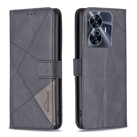 Coque Portefeuille Livre Cuir Etui Clapet B08F pour Realme C55 Noir