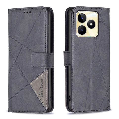 Coque Portefeuille Livre Cuir Etui Clapet B08F pour Realme C67 Noir