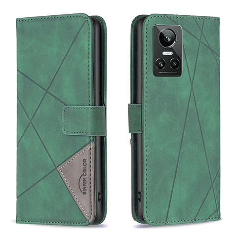 Coque Portefeuille Livre Cuir Etui Clapet B08F pour Realme GT Neo3 5G Vert