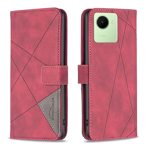 Coque Portefeuille Livre Cuir Etui Clapet B08F pour Realme Narzo 50i Prime Rouge