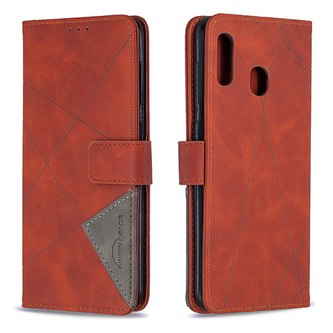 Coque Portefeuille Livre Cuir Etui Clapet B08F pour Samsung Galaxy A20 Orange