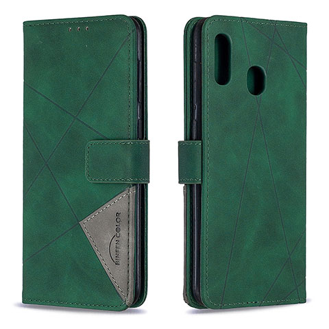 Coque Portefeuille Livre Cuir Etui Clapet B08F pour Samsung Galaxy A20 Vert