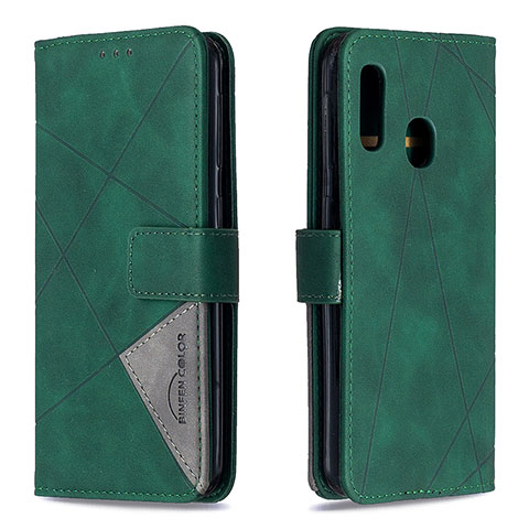 Coque Portefeuille Livre Cuir Etui Clapet B08F pour Samsung Galaxy A20e Vert