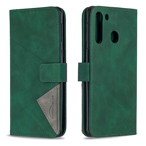 Coque Portefeuille Livre Cuir Etui Clapet B08F pour Samsung Galaxy A21 Vert