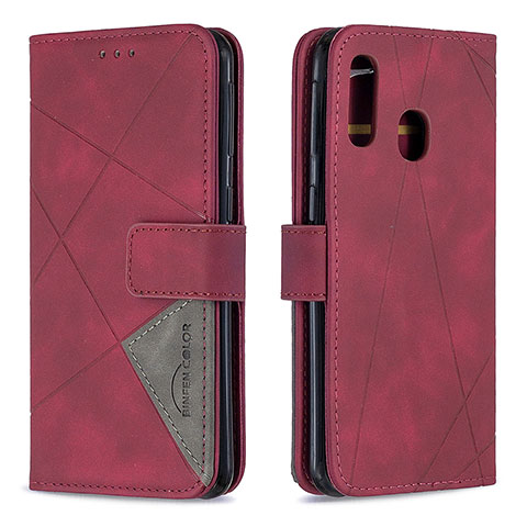 Coque Portefeuille Livre Cuir Etui Clapet B08F pour Samsung Galaxy A40 Rouge