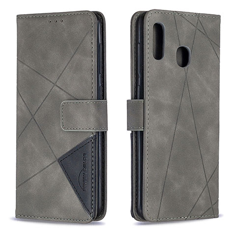 Coque Portefeuille Livre Cuir Etui Clapet B08F pour Samsung Galaxy M10S Gris