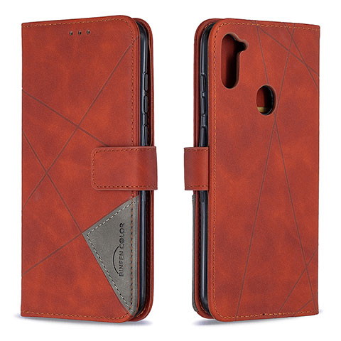 Coque Portefeuille Livre Cuir Etui Clapet B08F pour Samsung Galaxy M11 Orange