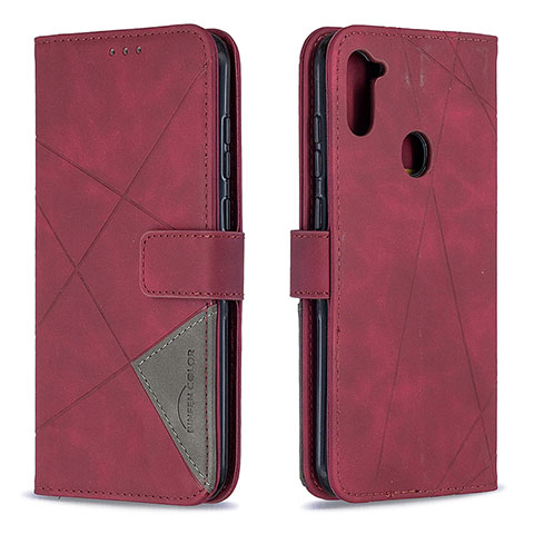 Coque Portefeuille Livre Cuir Etui Clapet B08F pour Samsung Galaxy M11 Rouge