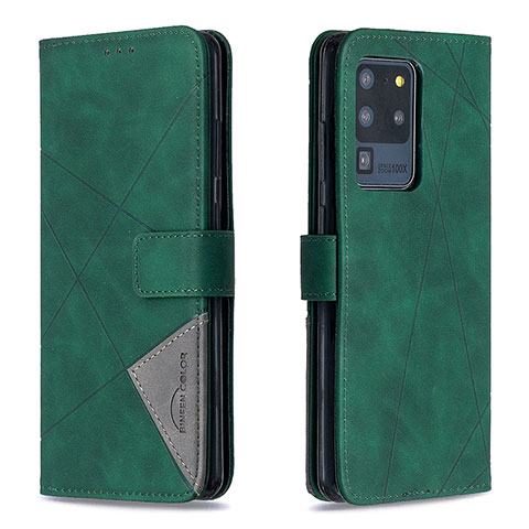 Coque Portefeuille Livre Cuir Etui Clapet B08F pour Samsung Galaxy S20 Ultra 5G Vert