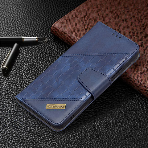 Coque Portefeuille Livre Cuir Etui Clapet B08F pour Samsung Galaxy S21 FE 5G Bleu