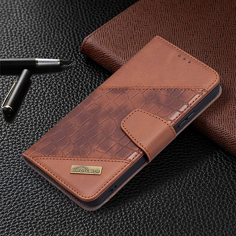 Coque Portefeuille Livre Cuir Etui Clapet B08F pour Samsung Galaxy S21 Plus 5G Marron