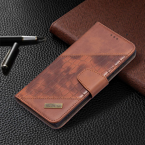 Coque Portefeuille Livre Cuir Etui Clapet B08F pour Samsung Galaxy S21 Ultra 5G Marron