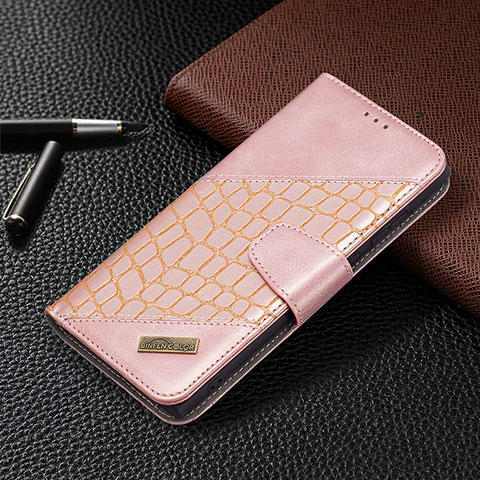 Coque Portefeuille Livre Cuir Etui Clapet B08F pour Samsung Galaxy S21 Ultra 5G Rose