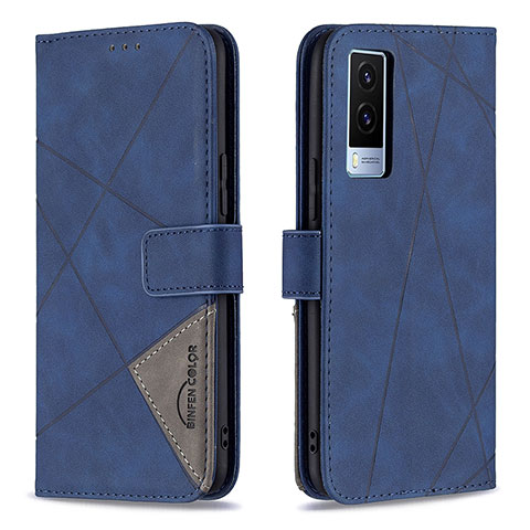 Coque Portefeuille Livre Cuir Etui Clapet B08F pour Vivo V21e 5G Bleu