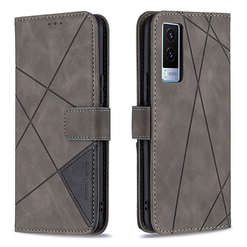 Coque Portefeuille Livre Cuir Etui Clapet B08F pour Vivo V21e 5G Gris