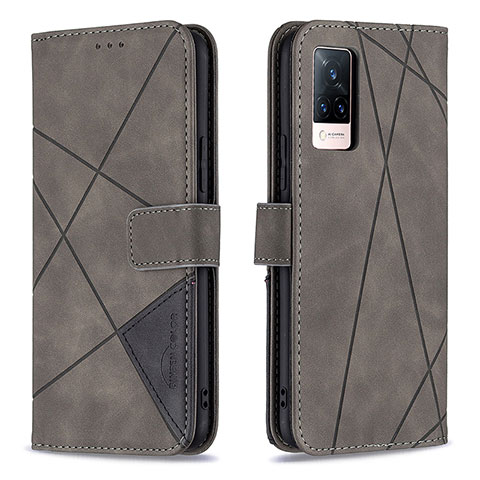 Coque Portefeuille Livre Cuir Etui Clapet B08F pour Vivo V21s 5G Gris