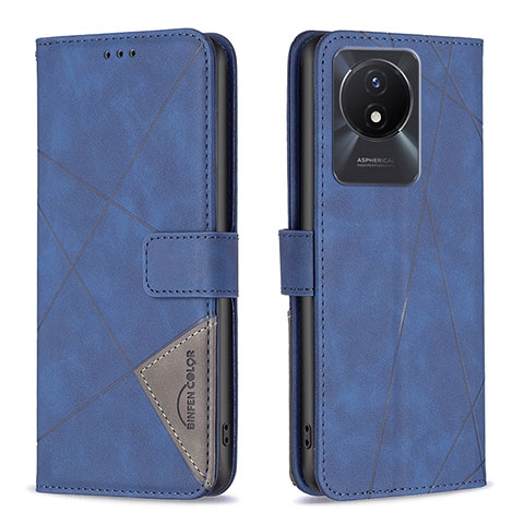 Coque Portefeuille Livre Cuir Etui Clapet B08F pour Vivo Y02 Bleu