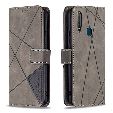 Coque Portefeuille Livre Cuir Etui Clapet B08F pour Vivo Y12 Gris