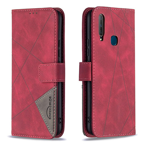 Coque Portefeuille Livre Cuir Etui Clapet B08F pour Vivo Y12 Rouge