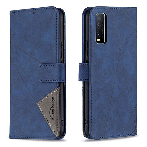 Coque Portefeuille Livre Cuir Etui Clapet B08F pour Vivo Y20T Bleu