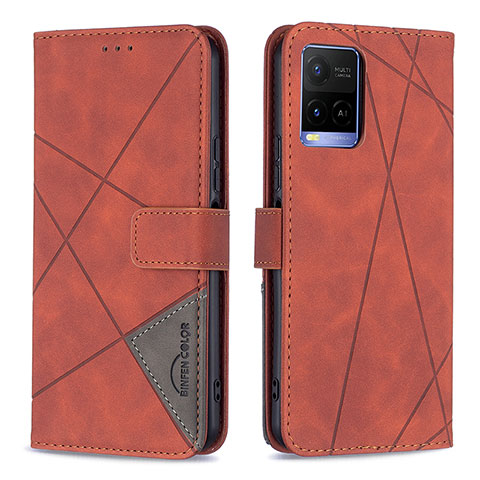 Coque Portefeuille Livre Cuir Etui Clapet B08F pour Vivo Y21 Orange