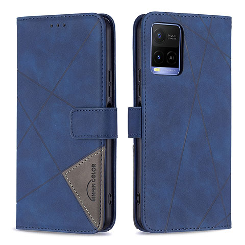 Coque Portefeuille Livre Cuir Etui Clapet B08F pour Vivo Y21a Bleu