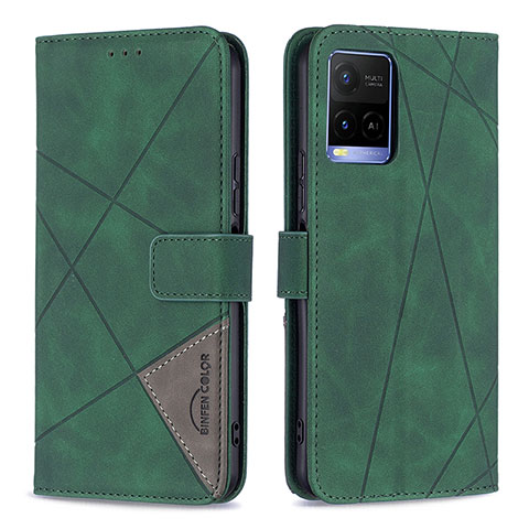 Coque Portefeuille Livre Cuir Etui Clapet B08F pour Vivo Y33s Vert