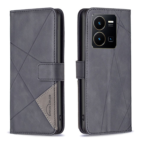 Coque Portefeuille Livre Cuir Etui Clapet B08F pour Vivo Y35 4G Noir