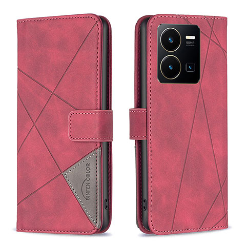 Coque Portefeuille Livre Cuir Etui Clapet B08F pour Vivo Y35 4G Rouge