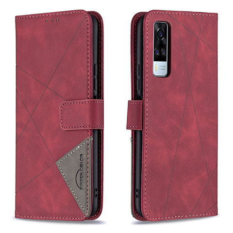 Coque Portefeuille Livre Cuir Etui Clapet B08F pour Vivo Y51A Rouge