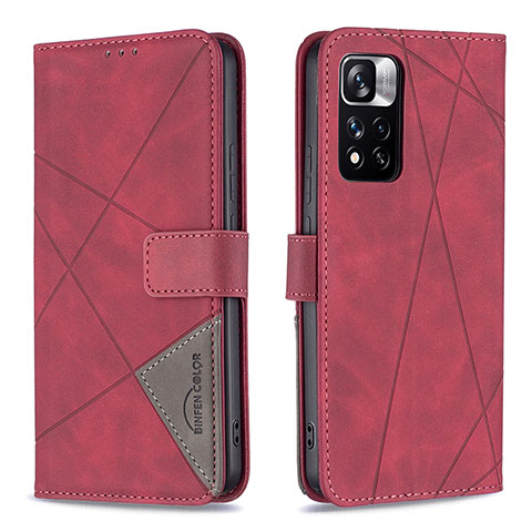 Coque Portefeuille Livre Cuir Etui Clapet B08F pour Xiaomi Mi 11i 5G (2022) Rouge