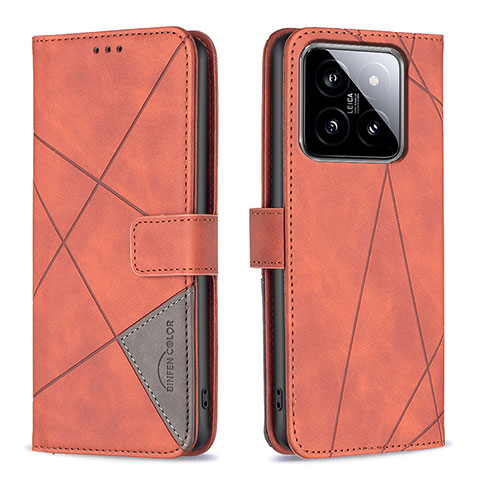 Coque Portefeuille Livre Cuir Etui Clapet B08F pour Xiaomi Mi 14 5G Orange