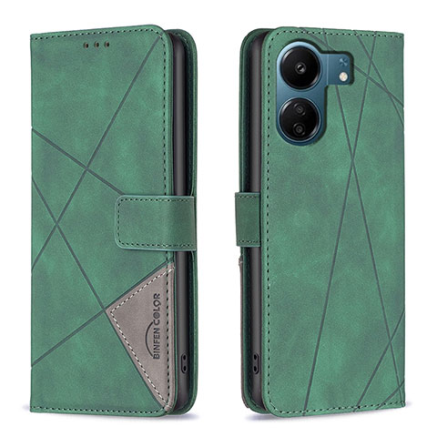 Coque Portefeuille Livre Cuir Etui Clapet B08F pour Xiaomi Poco C65 Vert