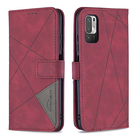 Coque Portefeuille Livre Cuir Etui Clapet B08F pour Xiaomi POCO M3 Pro 5G Rouge