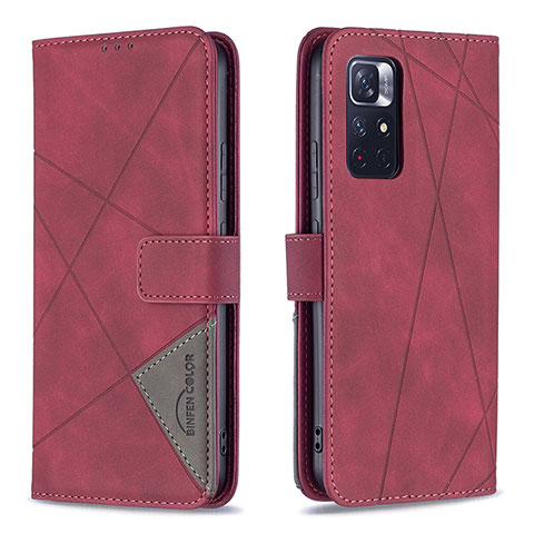 Coque Portefeuille Livre Cuir Etui Clapet B08F pour Xiaomi Poco M4 Pro 5G Rouge