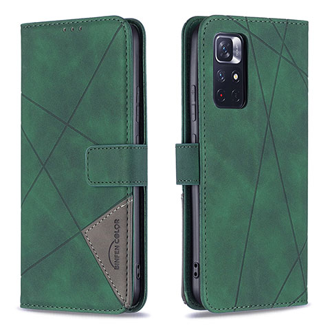 Coque Portefeuille Livre Cuir Etui Clapet B08F pour Xiaomi Poco M4 Pro 5G Vert