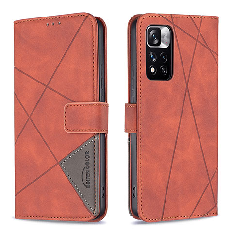 Coque Portefeuille Livre Cuir Etui Clapet B08F pour Xiaomi Poco X4 NFC Orange