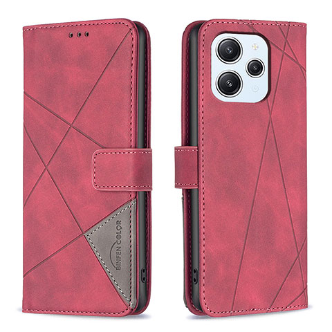 Coque Portefeuille Livre Cuir Etui Clapet B08F pour Xiaomi Redmi 12 4G Rouge