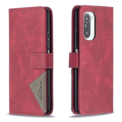 Coque Portefeuille Livre Cuir Etui Clapet B08F pour Xiaomi Redmi K40 5G Rouge