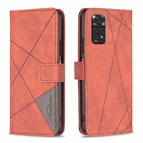 Coque Portefeuille Livre Cuir Etui Clapet B08F pour Xiaomi Redmi Note 11 4G (2022) Orange