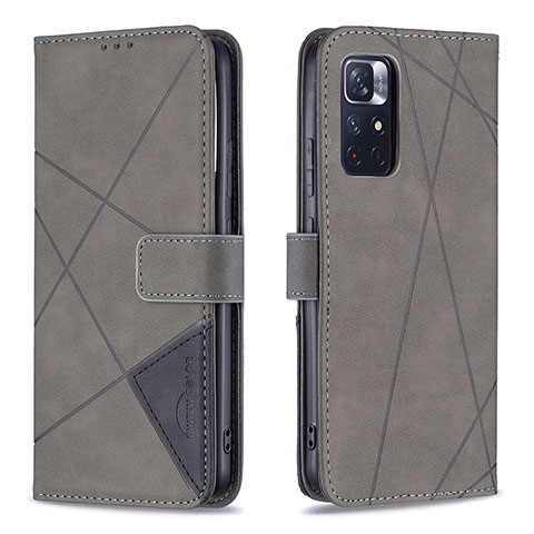 Coque Portefeuille Livre Cuir Etui Clapet B08F pour Xiaomi Redmi Note 11 5G Gris